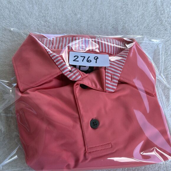 FootJoy Mens Golf Polo Shirt Solid Pink with accent Collar Size Medium - Picture 8 of 8